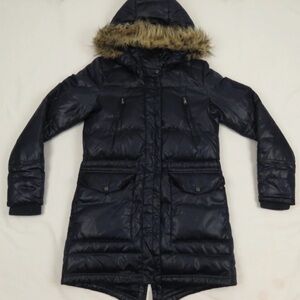 Lauren Ralph Lauren Quilted Down Faux Fur Hooded Full Zip Parka Coat Jacket XS